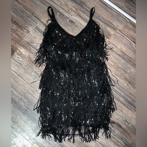 Black Fringe Seguin Dress